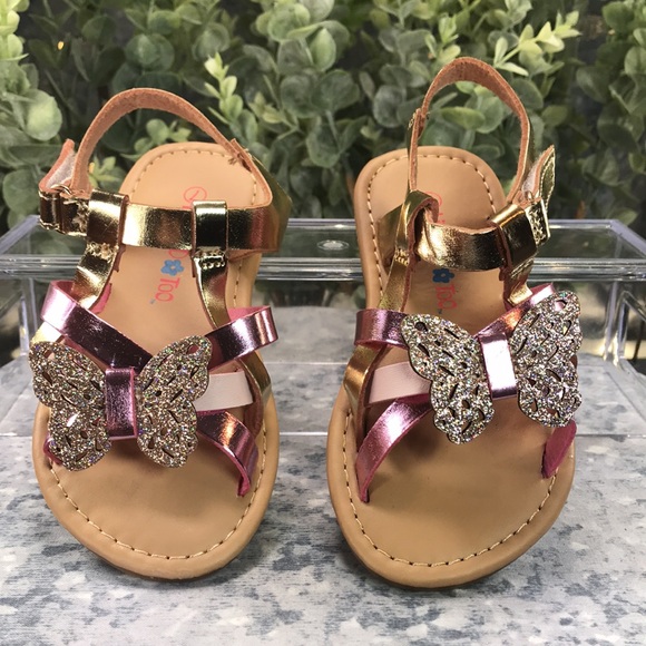 Limited Too Butterfly Sandals Metallic Pink & Gold Little Girls 5,6,7 💖NWOT💖 - Picture 2 of 8